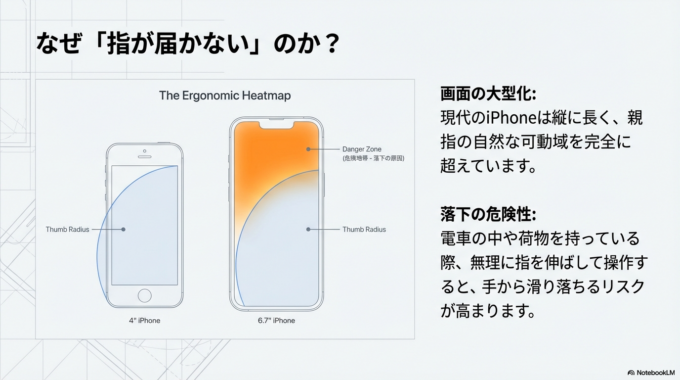 画面上部に指が届かない原因