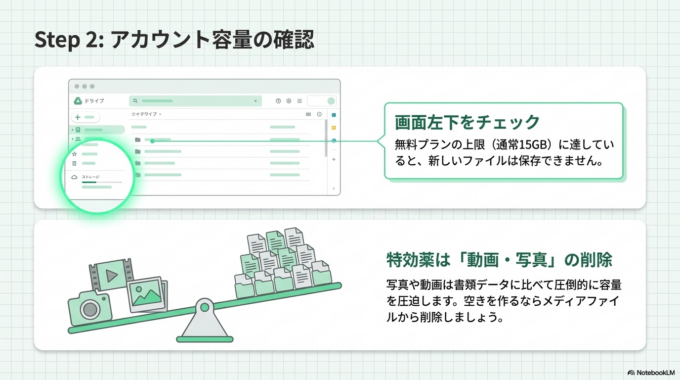 Googleドライブの容量を確認する