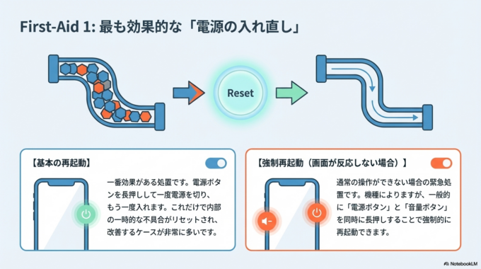 電源を入れ直す（再起動）