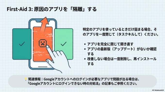 アプリが原因かを確認する