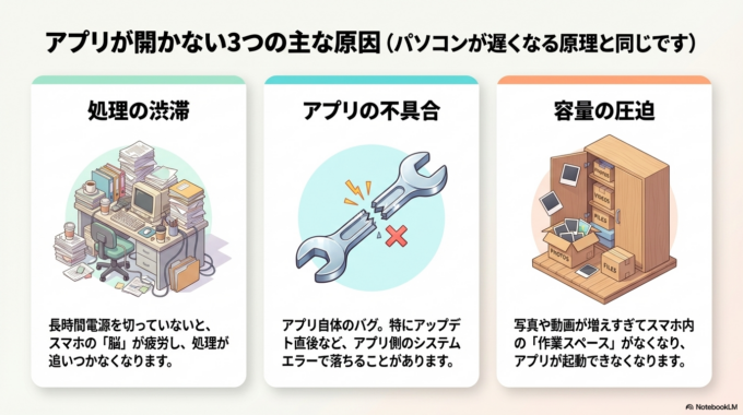 アプリが開かない原因とは？