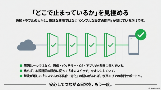 LINEの通知が来ない原因は、設定・省電力・通信環境などさまざまですが、一つずつ確認すれば多くの場合は解決できます。