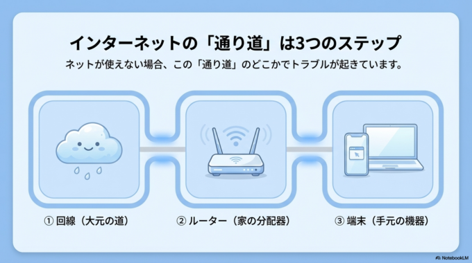 Wi-Fiに繋がっているのにネットが使えない場合、原因は大きく分けていくつかあります。