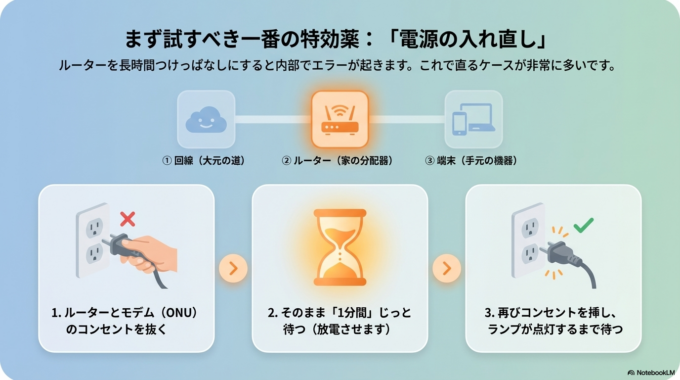電源を入れ直す