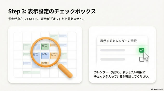 カレンダーの表示設定を確認
