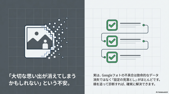 特に多いのが、「バックアップがオンのはずなのに保存されない」「一部の写真だけアップロードされない」といったトラブルです。
