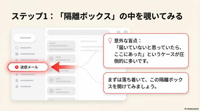 迷惑メールフォルダを確認する
