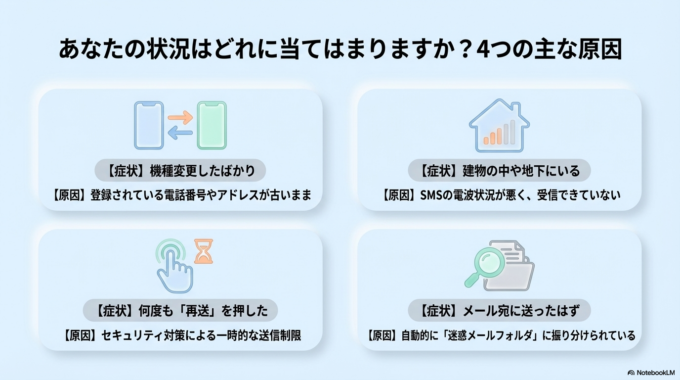 確認コードが届かない主な原因