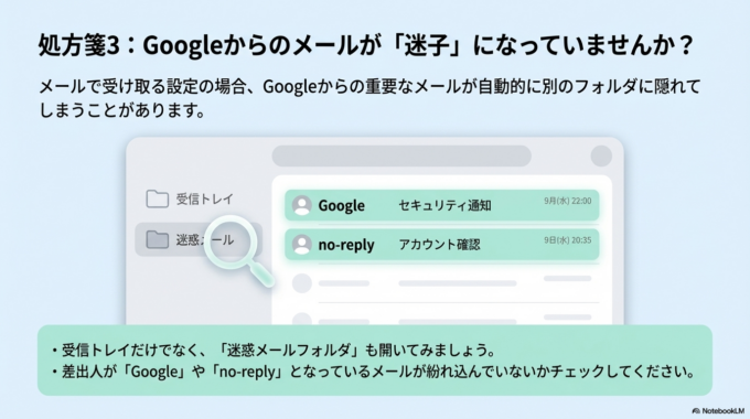 迷惑メールフォルダを確認する