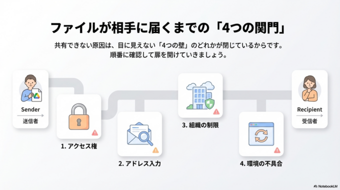Googleドライブで共有できない主な原因