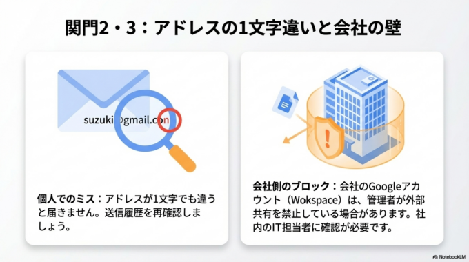 ここまで試しても解決しない場合は、アカウントや管理設定の問題の可能性があります。