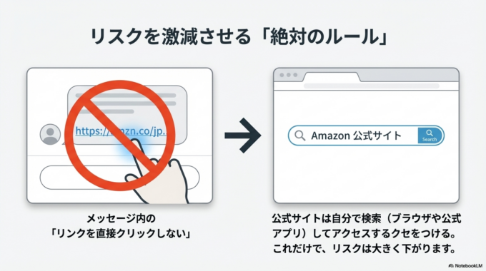知らないメールやSMSのリンクは開かない、急ぎの内容ほど一度立ち止まる。この意識だけでも、かなりのリスクを防ぐことができます。