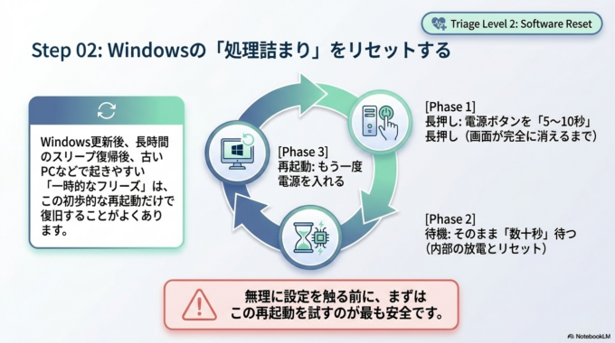 電源ボタンを長押しする