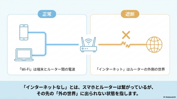 Wi-Fiのマークはちゃんと出ているのに、「インターネットなし」「接続されていますが利用できません」と表示されて困った経験はありませんか？