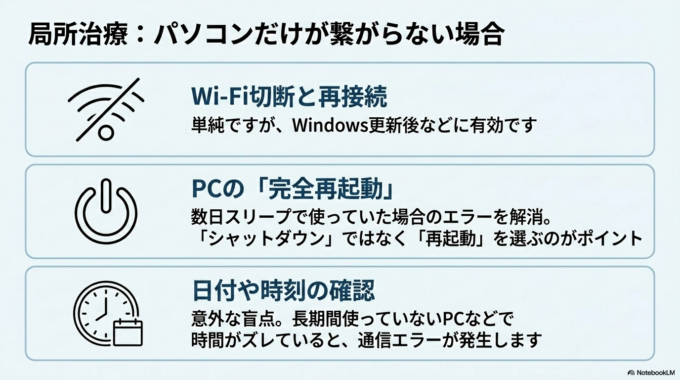 パソコンだけ繋がらない場合