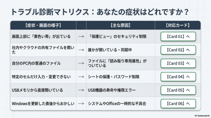 Excelが読み取り専用になる主な原因