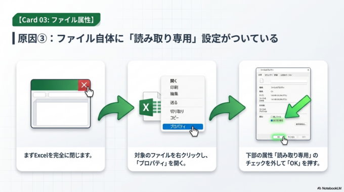 ファイル自体に「読み取り専用属性」が付いている