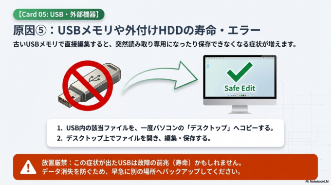 USBメモリや外付けHDDが原因の場合
