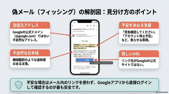 通知メールが本物か確認する