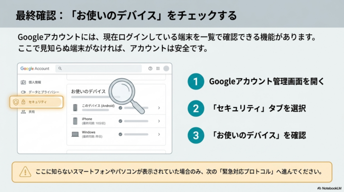 使用中の端末を確認する