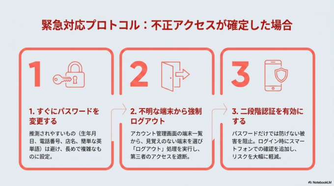 本当に不正ログインだった場合の対処法