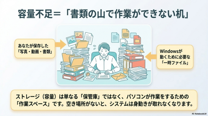 パソコンの容量不足を放置すると起こること