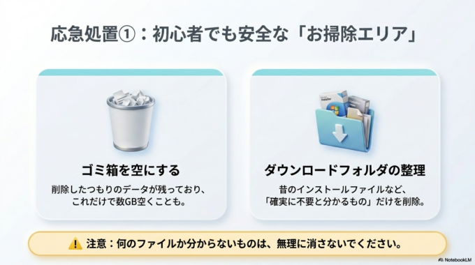 不要なファイルを削除する