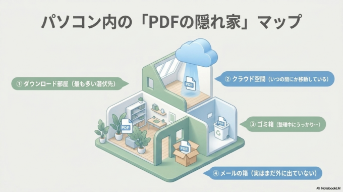 まず最初に確認したい「ダウンロード」フォルダ