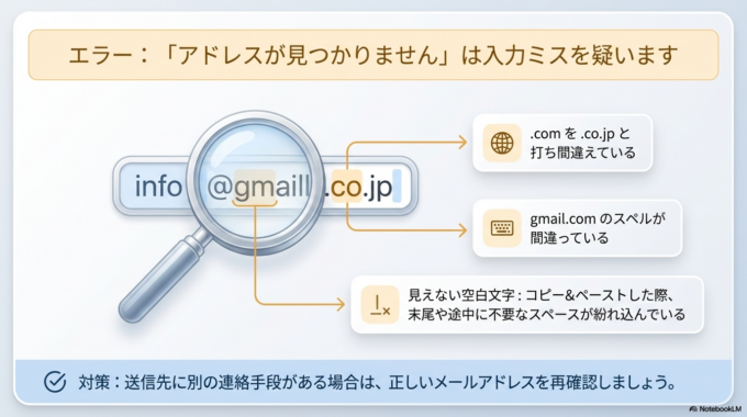 「アドレスが見つかりません」と表示される場合