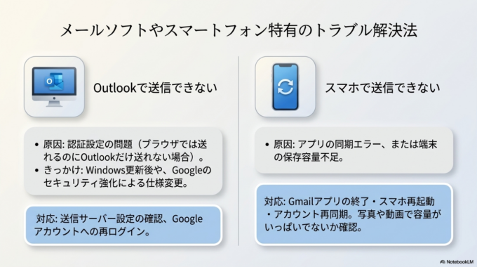 スマートフォンでGmailが送信できない場合
