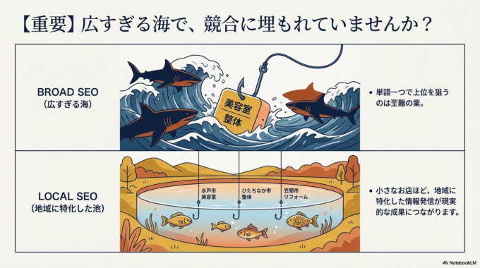 検索結果の上位に競合が多い