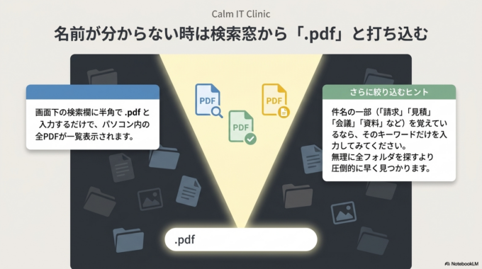 PDFの名前が分からない時は検索機能を使う