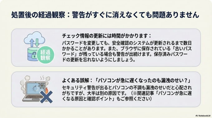 パスワードを変更しても警告が消えない場合