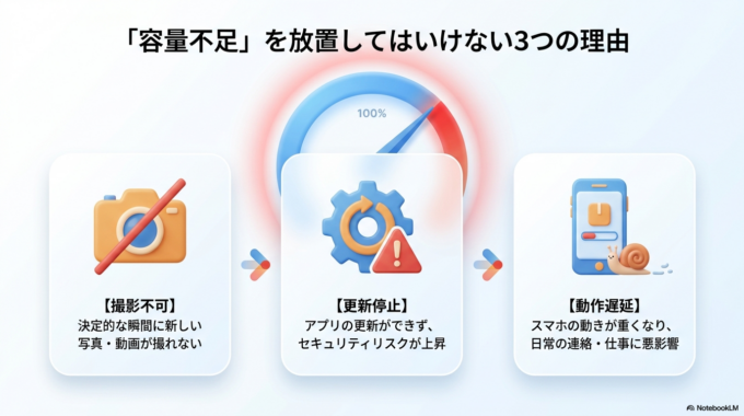 気付かないうちに容量不足になってしまいます。