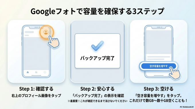 Googleフォトで容量を減らす手順