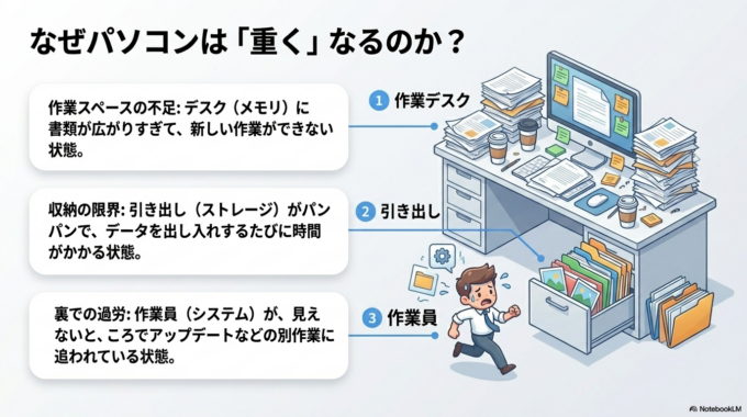 まず多いのは「不要ソフト」が増えているケース
