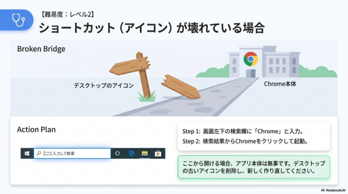 Chromeのショートカットが壊れている場合
