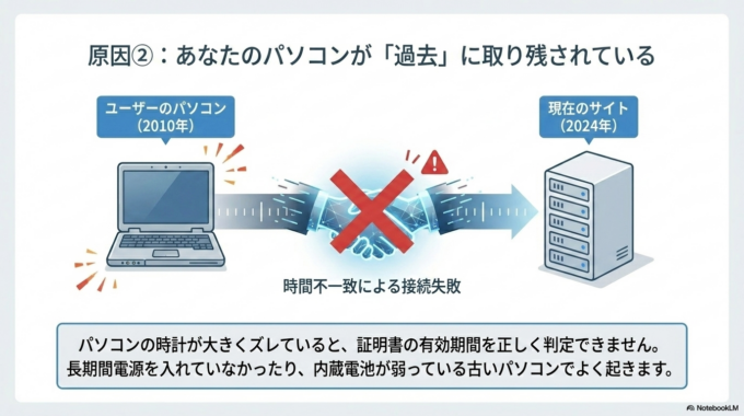 パソコンの日付がズレている