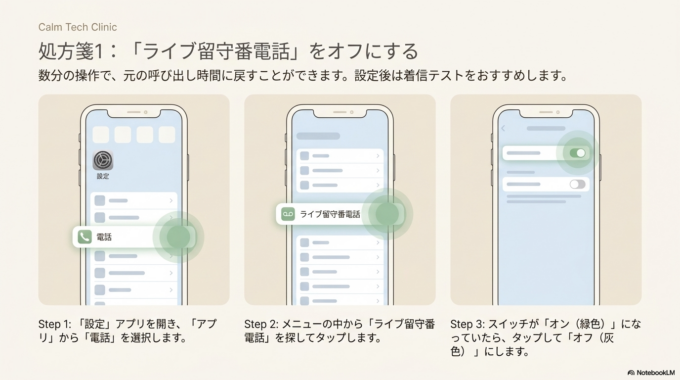 ライブ留守番電話をオフにする方法