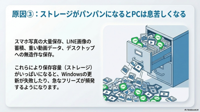 容量不足で重くなるケースも増えています