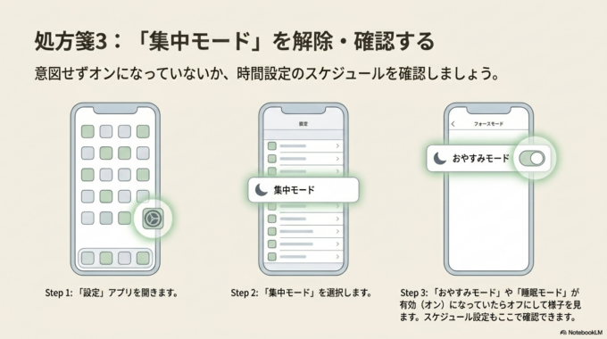 集中モードの確認方法