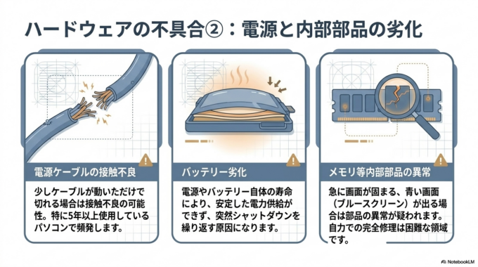 電源やバッテリーの異常