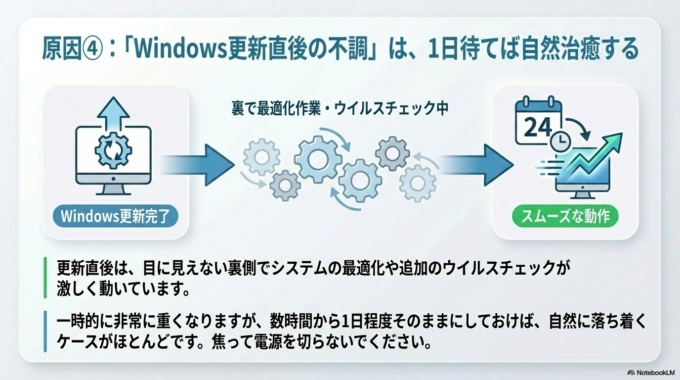 Windows更新後に重くなることもあります