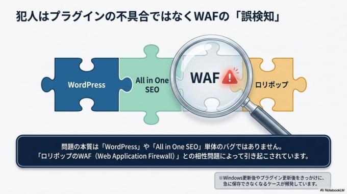 原因はロリポップのWAFによる誤検知