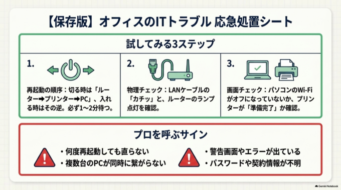 オフィスのITトラブル応急処置シート