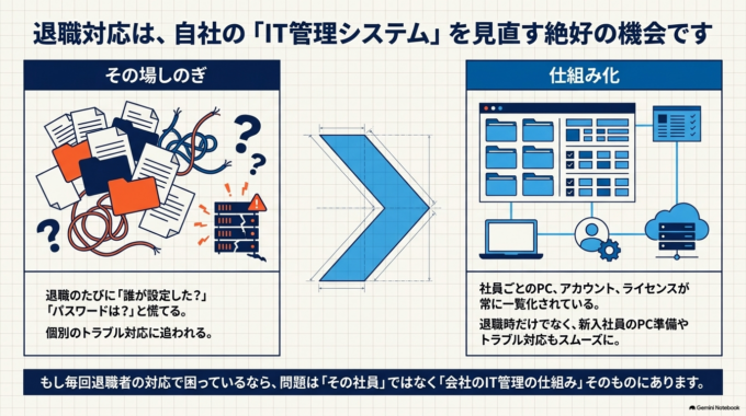 入社・退職のたびに困る会社はIT管理方法そのものを見直す