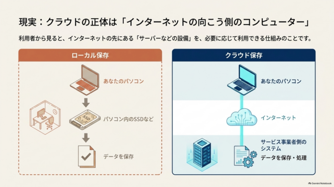 クラウドとは？一言でいうと「インターネットの向こう側にあるコンピューターを利用する仕組み」