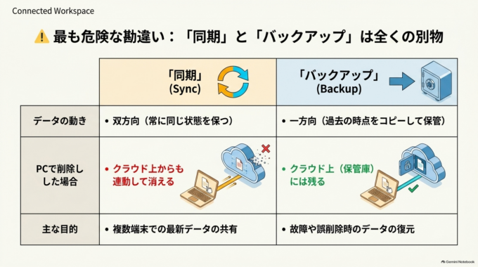 「同期」と「バックアップ」は同じではありません