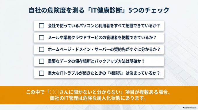 自社で確認するなら、まずこの5点から