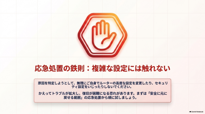 まずは安全に確認できる応急処置から順に試してみましょう。